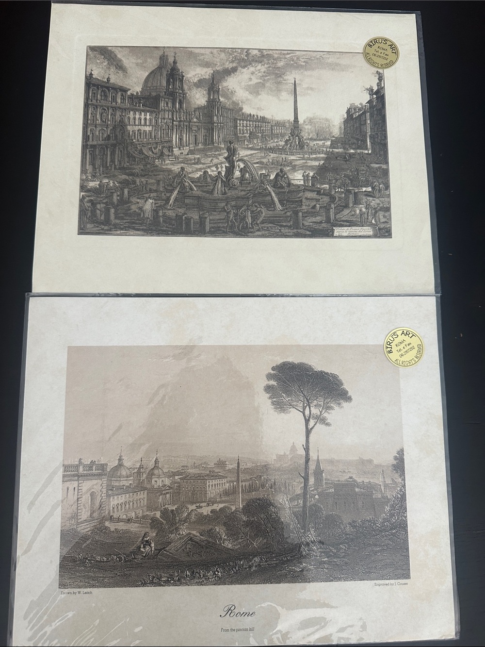 Briggs New York Sepia Rome Cityscape Prints in Warm Neutral Tones